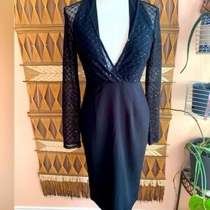 L'ATISTE Black Sequin Long Sleeve Dress